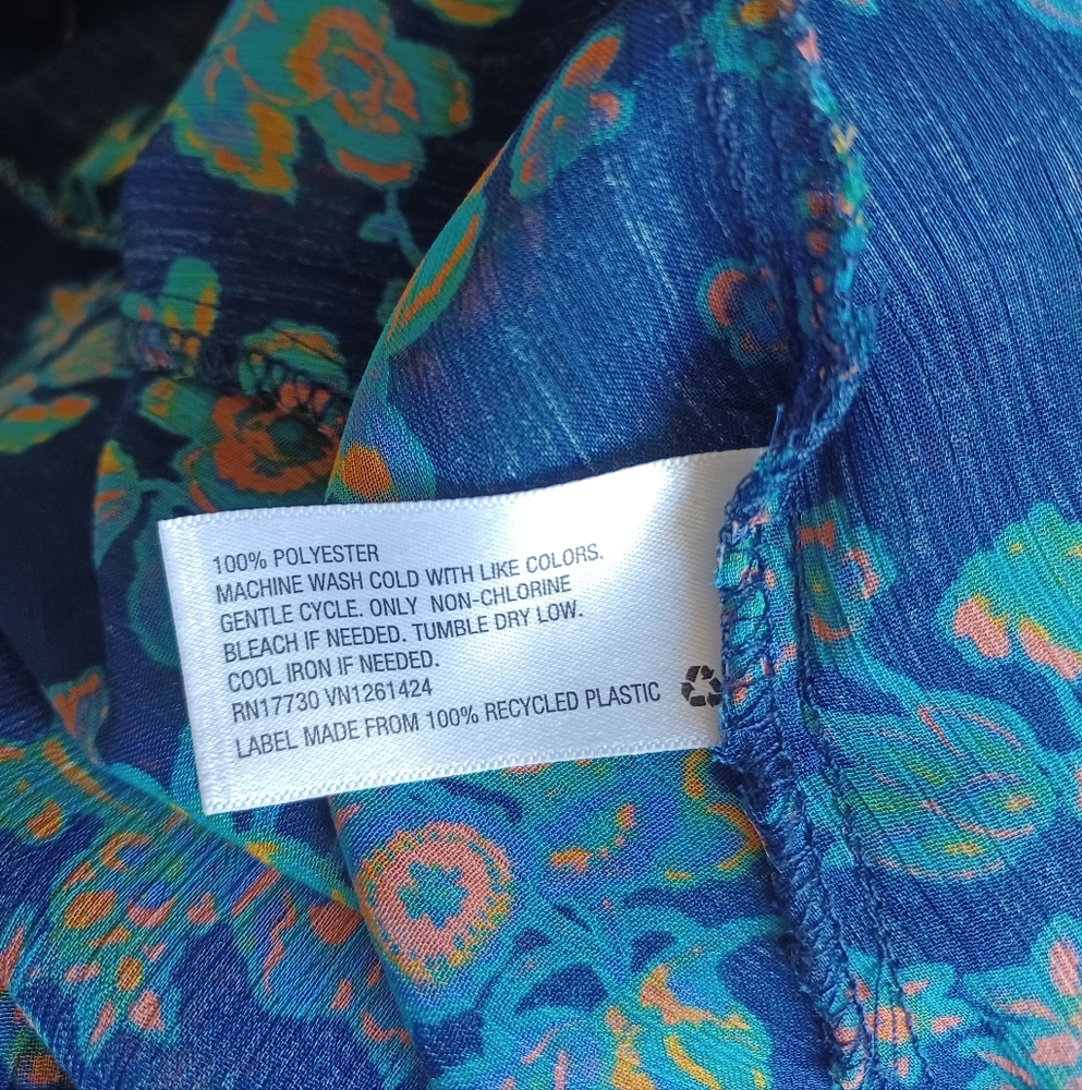 Xhilaration Floral Sheer Blue Kimono Cardigan - Picture 7 of 8